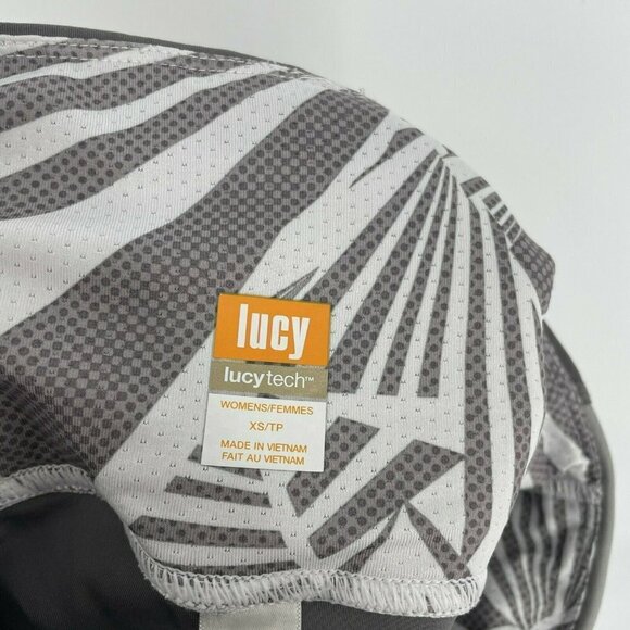 Lucy Leggings Womens XS Gray White Color block Skinny Midrise Drawstring Stretch - Picture 4 of 10